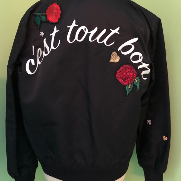 Cinq a Sept Black Mercer Patch Bomber Jacket - Picture 5 of 7